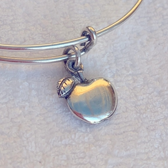 Alex and Ani Apple Charm Bracelet Silver Finish Expandable 2”- 3.5” - Picture 2 of 4